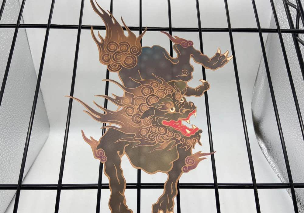 Amazon.co.jp: 獅子 日本画オリジナルステッカー Sサイズ UV耐水 輪郭