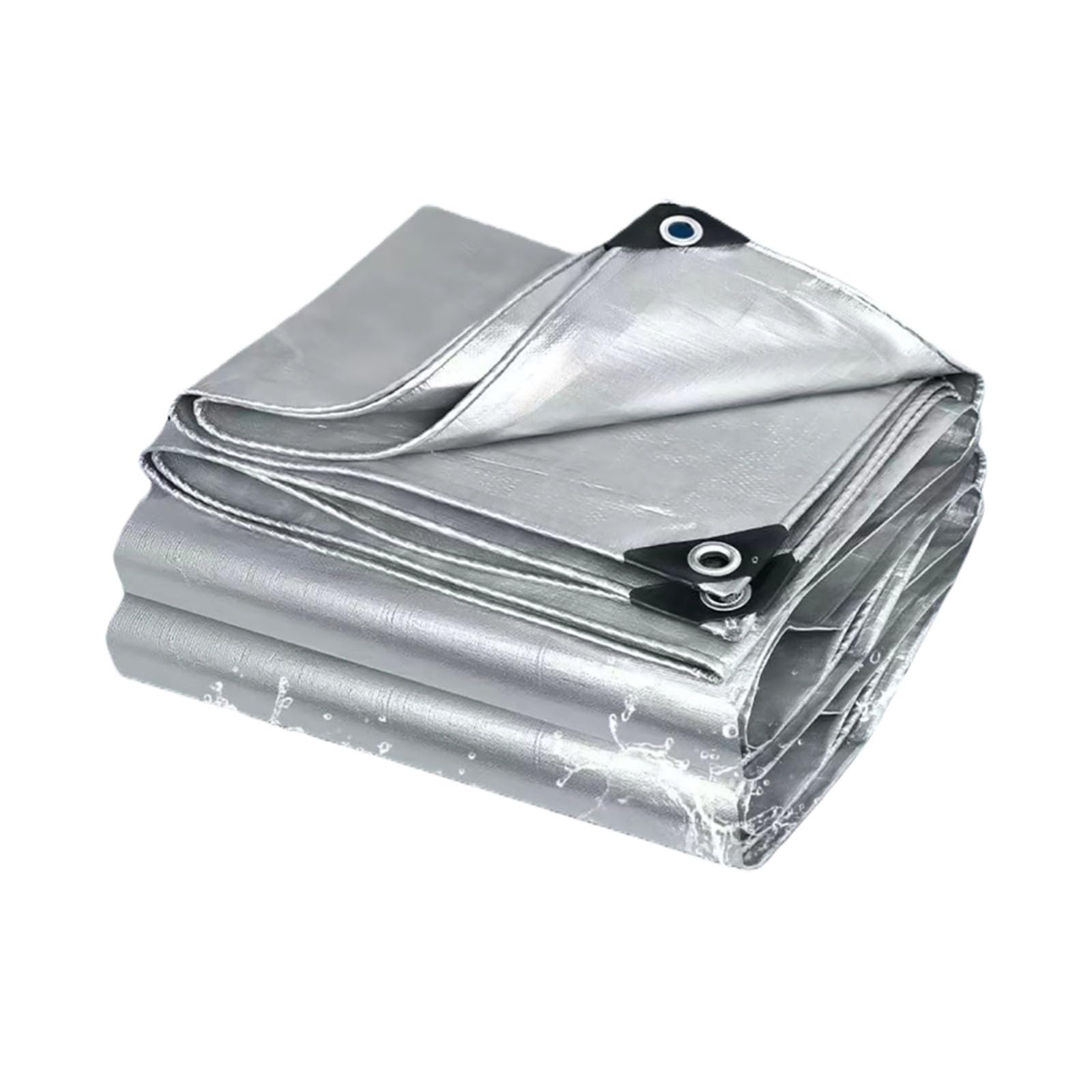 Tarpaulin Extra Heavy Duty Waterproof 190 x 200 cm Heavy Duty, with Eyelets Camping Ground Sheet Easy to Wash for Garden Furniture Camping Ground Sheet Truck Cover, Silver