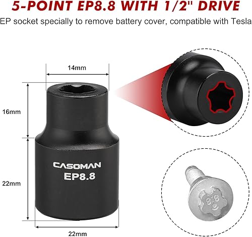 Vista 11 de CASOMAN 11PCS hembra Torx Socket Set, E Torx & Star Socket Set con riel, E4 - E20 Torque Sockets