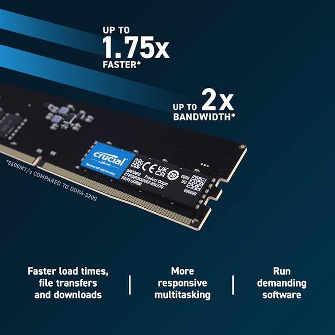 低価格の crucial DDR5デスクトップメモリ64GB（32GB×2枚） PCパーツ