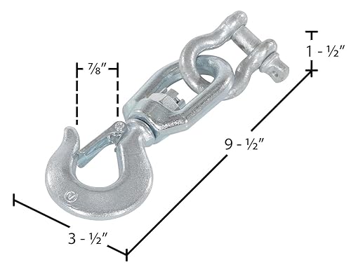 Miniatura 6 de Vestil HOOK-S-4 Gancho giratorio de acero con grillete de 4,000 libras. Capacidad Plata