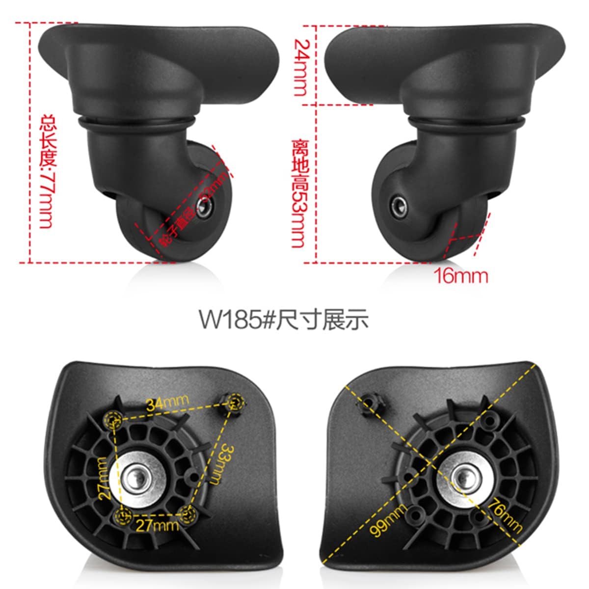 DIY Plastic Wheel Replacement Luggage Travel Suitcase Wheels Suitcase Wheel Repair Replace Luggage Wheels (W185-DL)