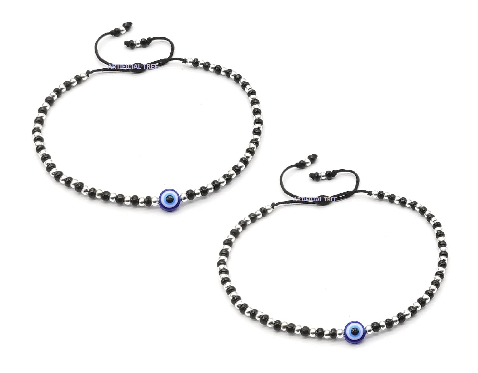 ARTIFICIAL TREE German Silver EVIL EYE Charms Black Thread Adjustable Anklets for Women and Girls | Nazar Battu | (AT ANK 068) (B0C5KDPRNK) Amazon Price History, Amazon Price Tracker
