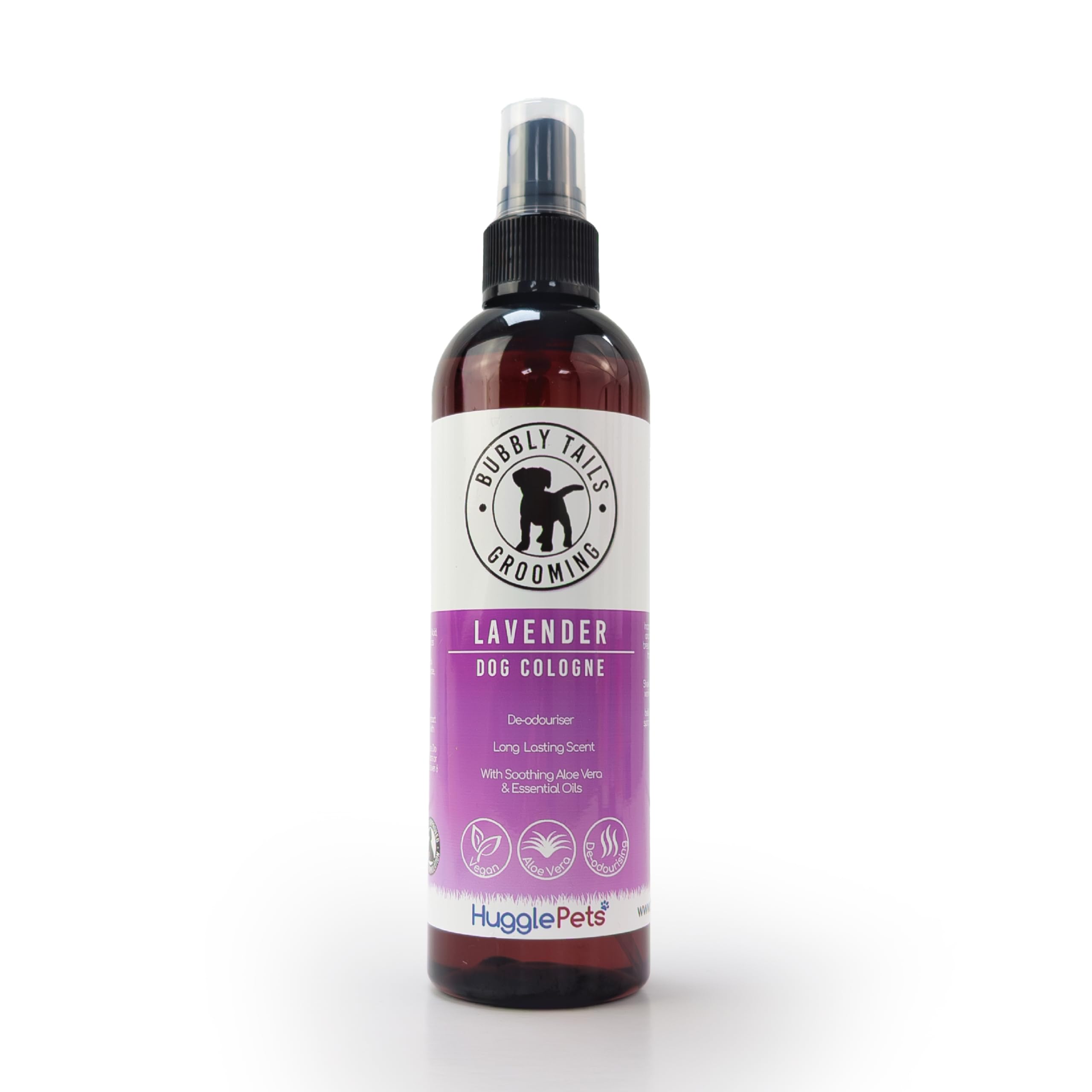 HugglePets Bubbly Tails Dog Cologne Spray - Lavender (250ml) Dog Deodorant Spray for Smelly Dogs & Puppies 6 Weeks +. Deodoriser Pet Spray for Puppies.