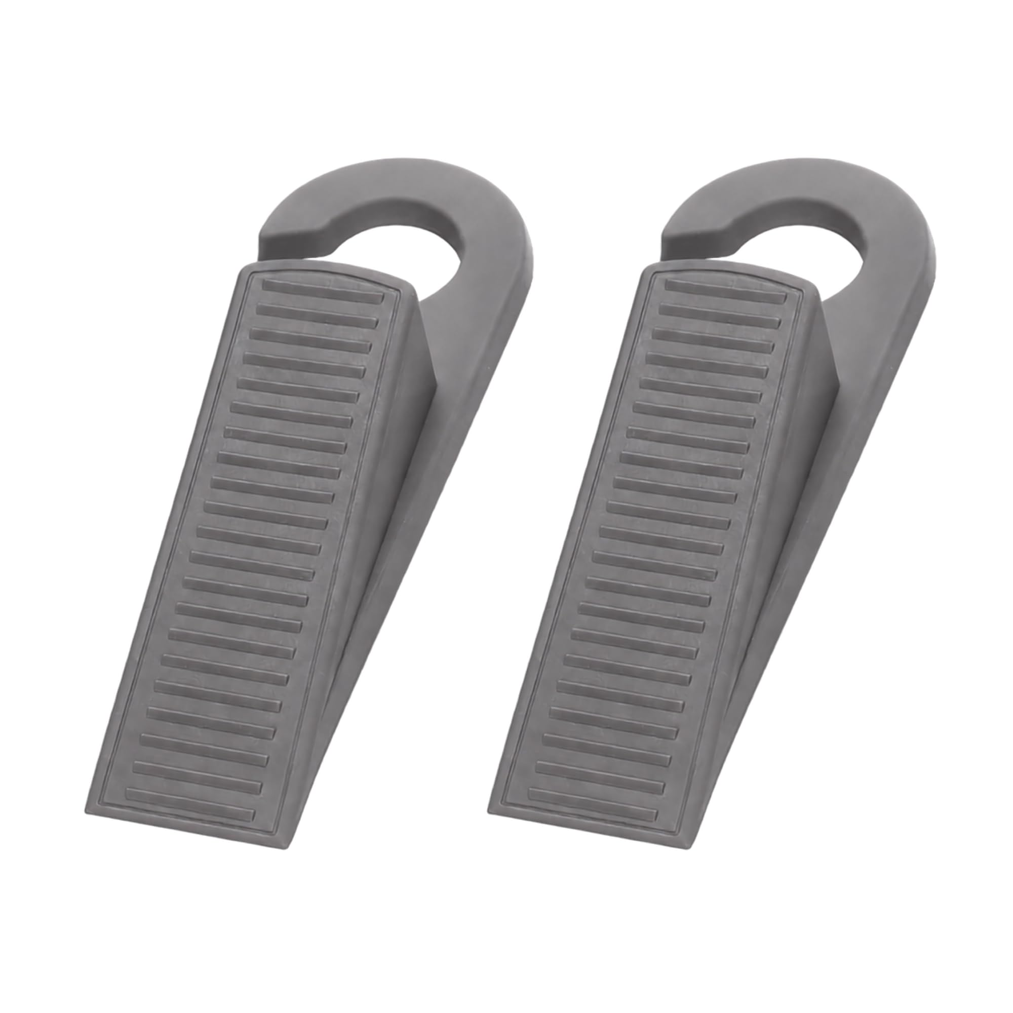 Rubber Door Stopper Wedge Set of 2 | Heavy Duty Anti-Slip Door Stop with Hanging Hook | Non-Slip Rubber Door Holder for Wood, Tile, Marble, Granite & Laminate Floors | Grey, Home & Office Use
