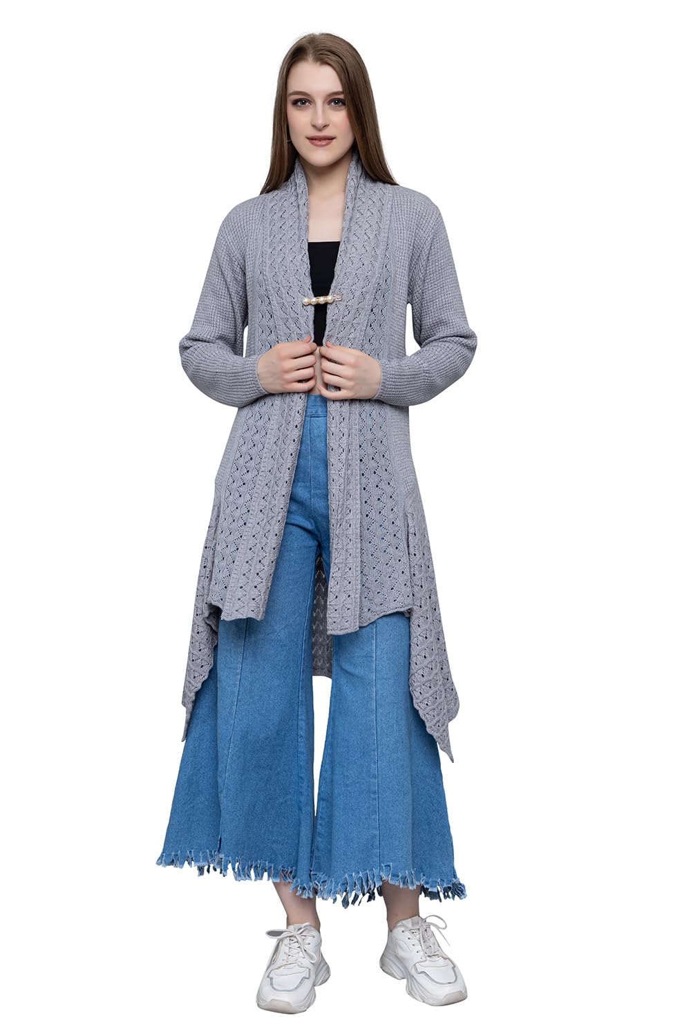 Women’s Woolen V-Neck Open Front Shrug Cardigan | Long Sleeve Winter Sweater for Girls & Ladies | Stylish Warm Outerwear in Trendy Colors-image-35