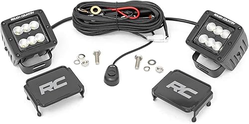 Rough Country Luces LED cuadradas CREE Cube de la serie negra de 2 pulgadas Flood - 70133BL