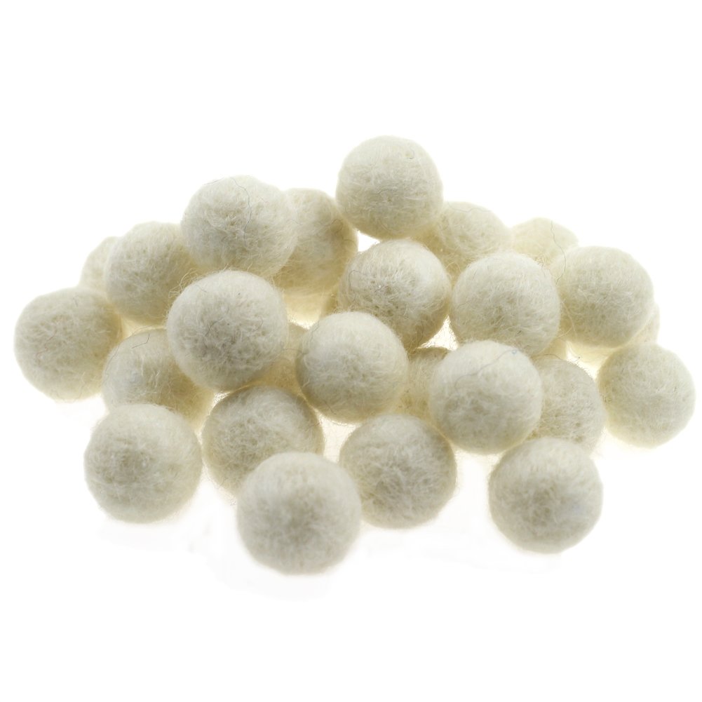 Zasy 20mm Needle Felt Wool Balls Felt Pom Pom Beads DIY Accessories Garlands 30pcs (White)