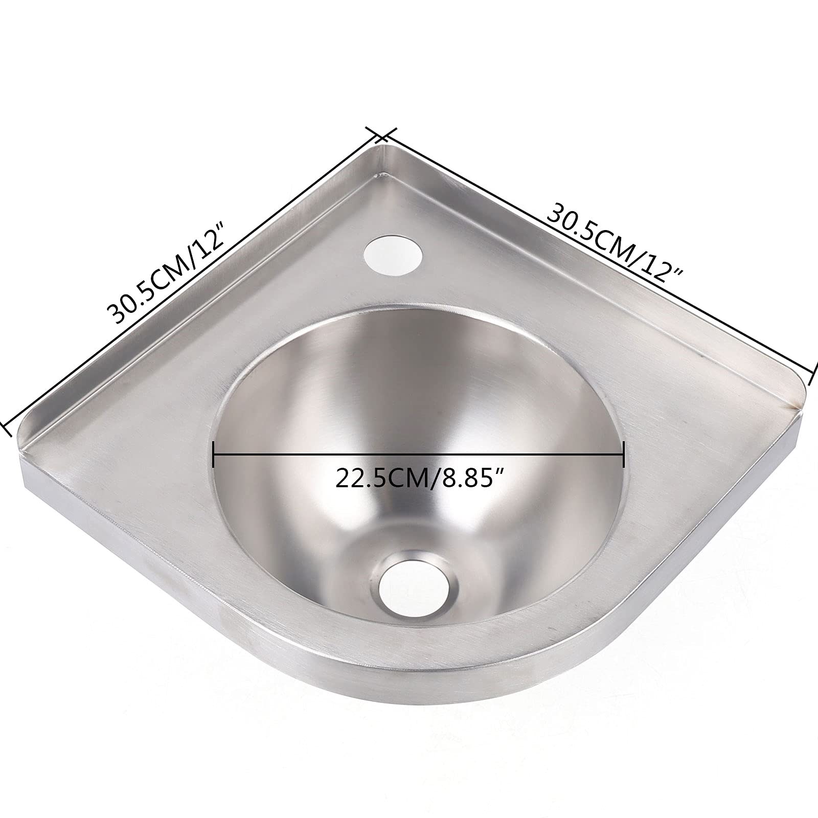 Fregadero esquinero de acrílico montado en la pared, fregadero de tocador con grifo para caravana, baño, cocina, cámper, cuarto de lavado pequeño, 12,12 pulgadas