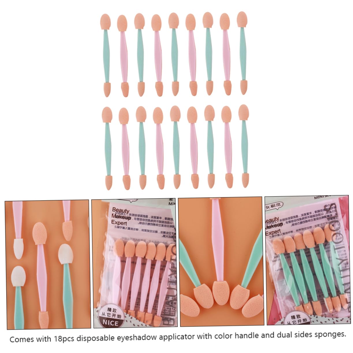 Ipetboom 2 Sets Makeup Eyeshadow Brush Set Double Sided Eye Shadow Applicators Makeup Brush for Eyes Eyedhadow Random Color