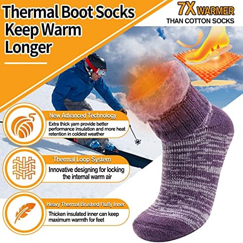 3 Pairs Warm Thermal Socks for Women & Men Winter Ski Thick Boot Insulated Socks for Cold Weather