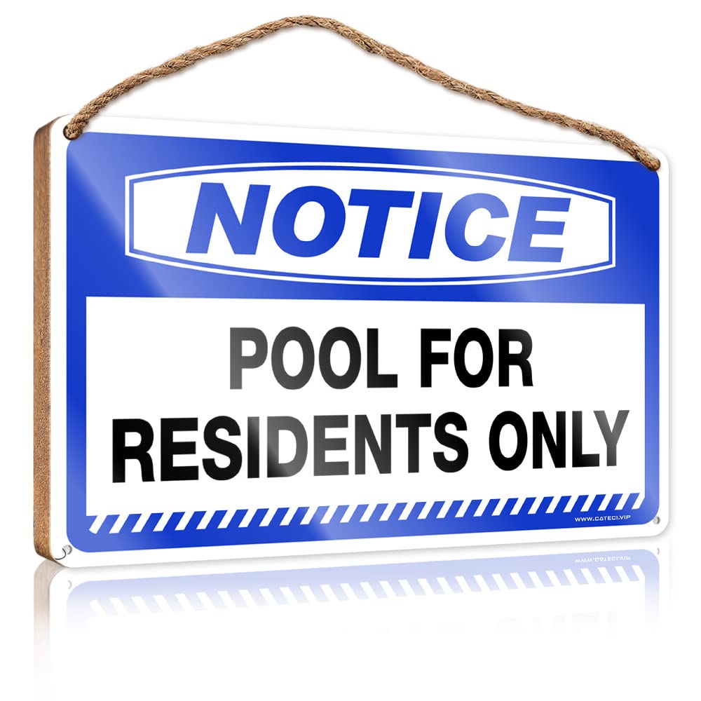 Farmhouse Decor Signs Notice Pool For Residents Only Wooden Sign(23X35CM)