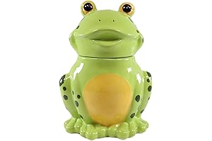 Ebros Whimsical Froggie Croak the Green Spotted Frog Ceramic Cookie Jar