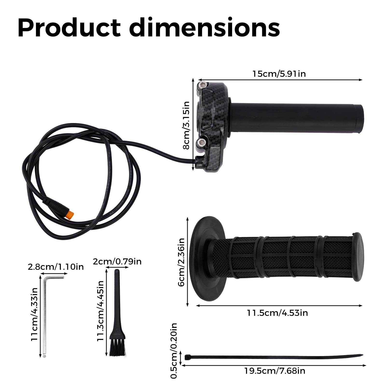 Penitue Kit de Poignée d'Accélérateur pour Vélo Électrique, Poignée d'Accélérateur à Rotation Complète de Remplacement pour VTT et Scooters Électriques Compatible avec MacFox HappyRun