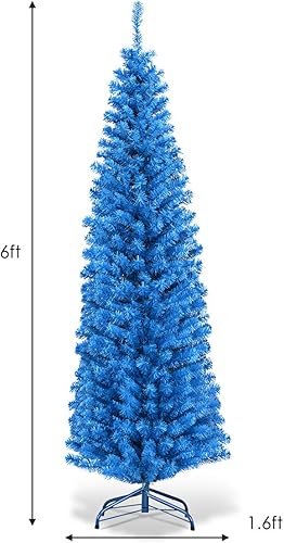 Miniatura 2 de DORTALA Árbol de lápiz galvanizado de 6 pies, árbol de Navidad delgado con soporte de metal, decoración de Navidad para y exteriores, dorado champán