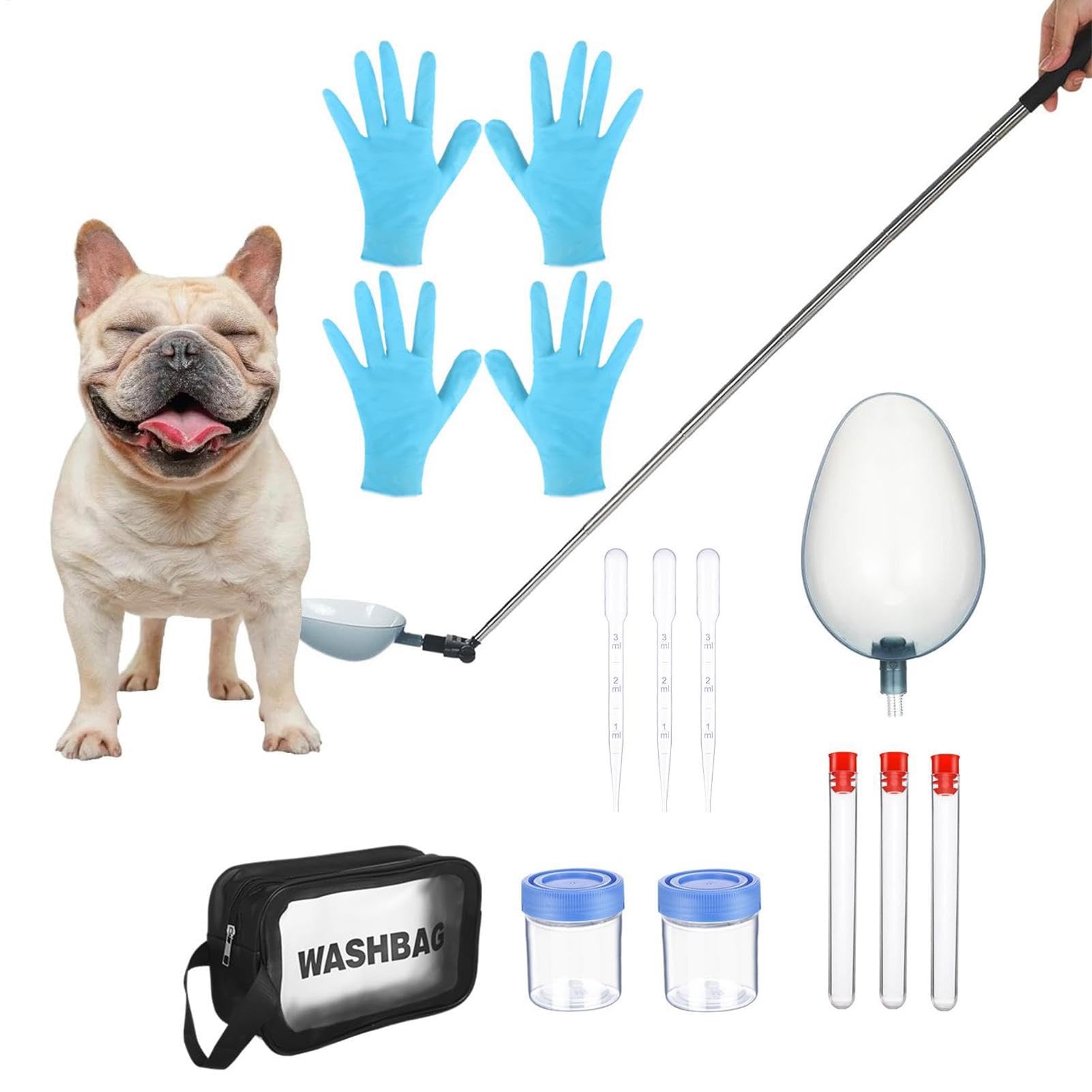 Telescopic Urine Collector Kit for Dogs and Cats, 41" Adjustable Reusable with 2 Leak-proof Catcher Cups, Portable for Vet Samples and Health Control, Pet Friendly