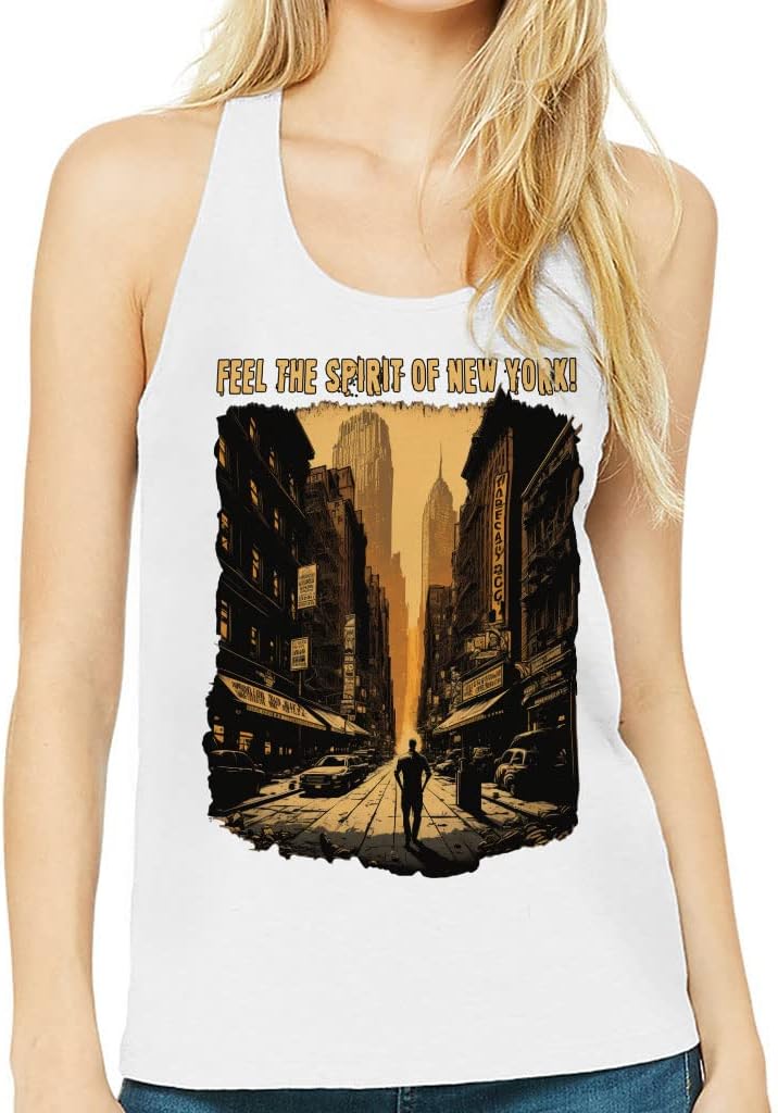 New York Themed Women's Racerback Tank - Cool Tank Top - Illustration Workout Tank
