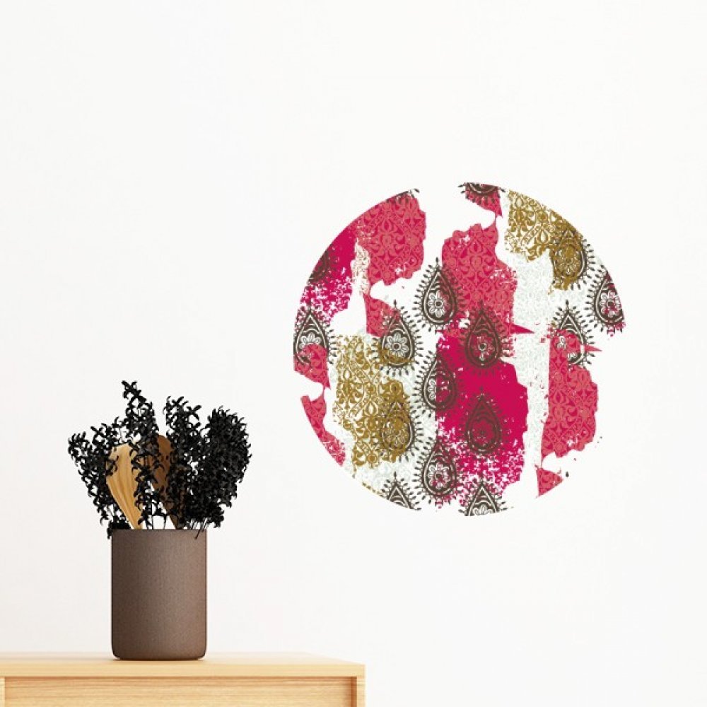 Autocollant mural motif fleur jaune rouge abstrait 70cm pour deco chambre amovible