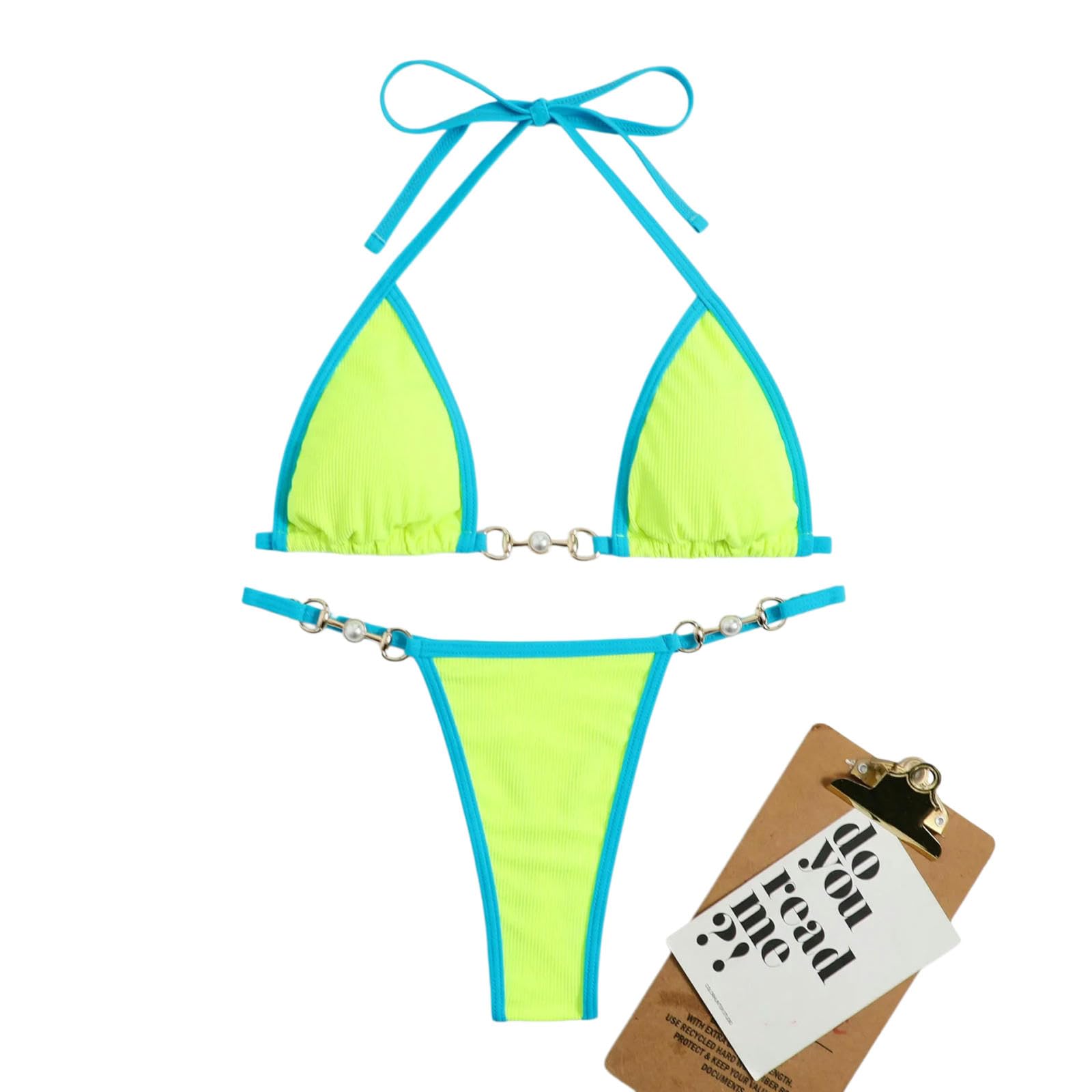 Damskie prążkowane bikini z nylonu, poliestru i elastanu | Wielokolorowe wiele rozmiarów na wakacje na basenie na plaży