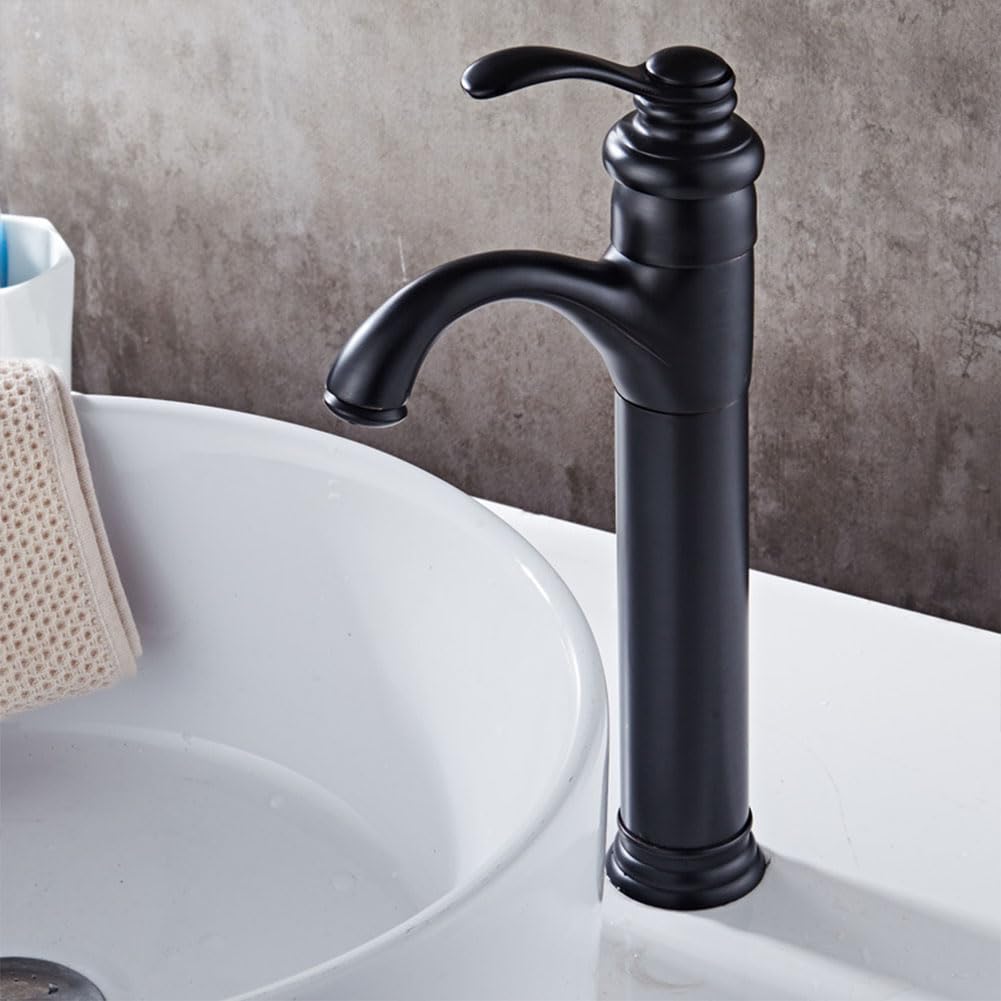 Rubinetto miscelatore per lavabo, stile retrò, leva singola, struttura in ottone per acqua calda e fredda, finitura anticata, tubi standard