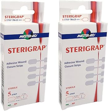 Sterigrap Wound Closure Strips, Dumbbell Shape Long, 70 mm x 13 mm, 2 Boxes 5/Box