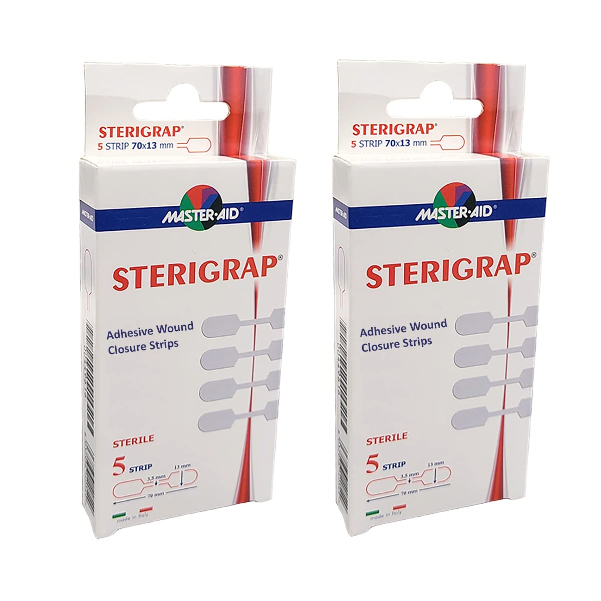 Sterigrap Wound Closure Strips, Dumbbell Shape Long, 70 mm x 13 mm, 2 Boxes (5/Box)