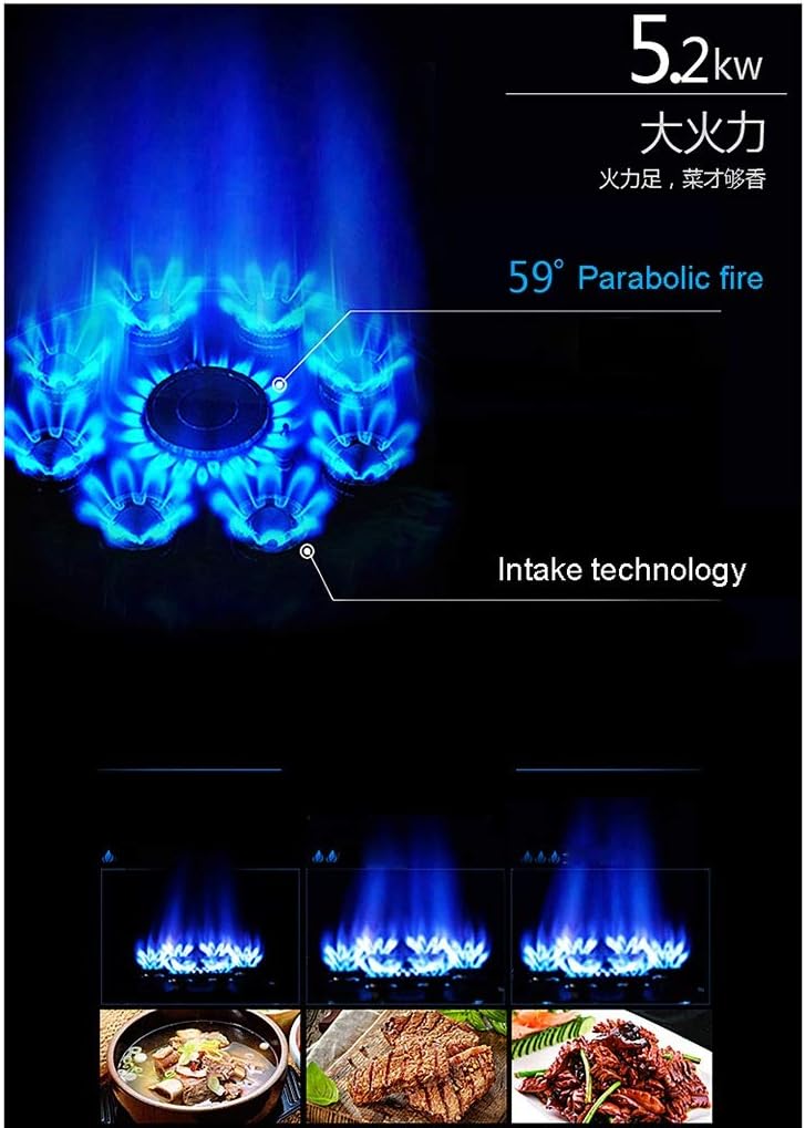 Burner Gas Cooker Stove 5 2Kw Nine Cavity Black Tempered Glass Cooktop For Home Kitchen(LNG)