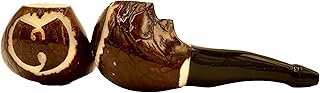 Wu Handmade Smoking Pipe - Organic Tagua Nut Pipe, Unique Art, Eco-Friendly, Hand-Carved, Perfect for Music Fans, Collectors, and DJs (Brown)