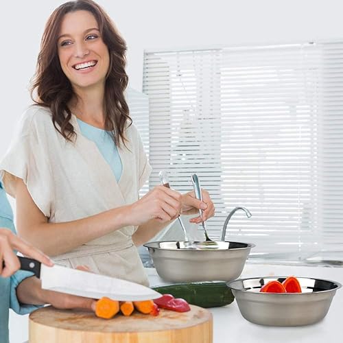 Miniatura 7 de Paquete de 4 cuencos grandes de acero inoxidable para mezcla/cuencos de preparación de metal, 10 pulgadas