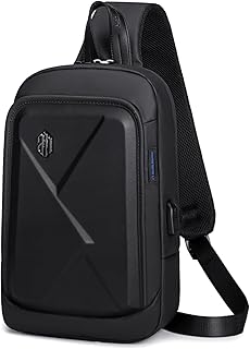 Arctic Hunter Sling Bag for Men 6L Semi-hard Chest Bag for 9.7" iPad Pocket Smart Crossbody Bag with USB Ports Water-resis...