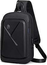 Arctic Hunter Sling Bag for Men 6L Semi-hard Chest Bag for 9.7" iPad Pocket Crossbody Bag with USB Port Water-resistant Stylish Padded Shoulder Side Bag for Biking Travel Office College, Black