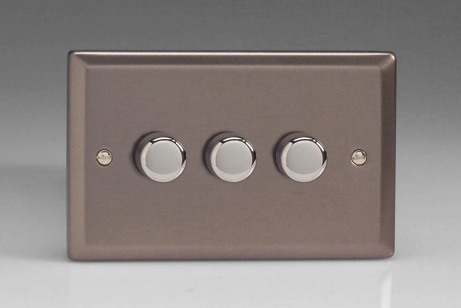 Varilight Triple V-Pro Rotary 2-Way Led Dimmer 3 X 0-120WClassic Pewter With Polished Chrome KnobJrdp303 from B&Q