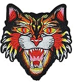 Est Mundum Motorcycle Backpack Patches Designer Snake | Bee | Tiger | Rose | Multi-Pack Kit | Embroidered Iron On Patch for Jackets | (Neon Tiger)