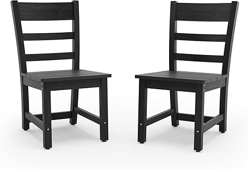 Juego de 2 sillas de comedor para exteriores sin brazos, resistentes a todo tipo de clima, sillas de comedor clásicas con soporte de 350 libras,