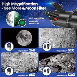 MEEZAA Telescope, 150EQ Newtonian Reflector Telescope for Adults Astronomy Beginners, Professional Astronomical Telescopes with Equatorial Mount, Phone Adapter, Tripod, Moon Filter and Large Carry Bag
