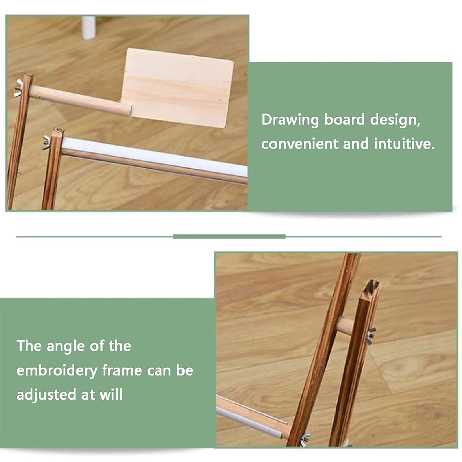 Este Soporte para Bastidor de Punto de Cruz, Vertical de Madera Maciza, con Altura y ángulo Ajustables, es Ideal para Bordado Manos Libres y Manualidades de Punto de Cruz.