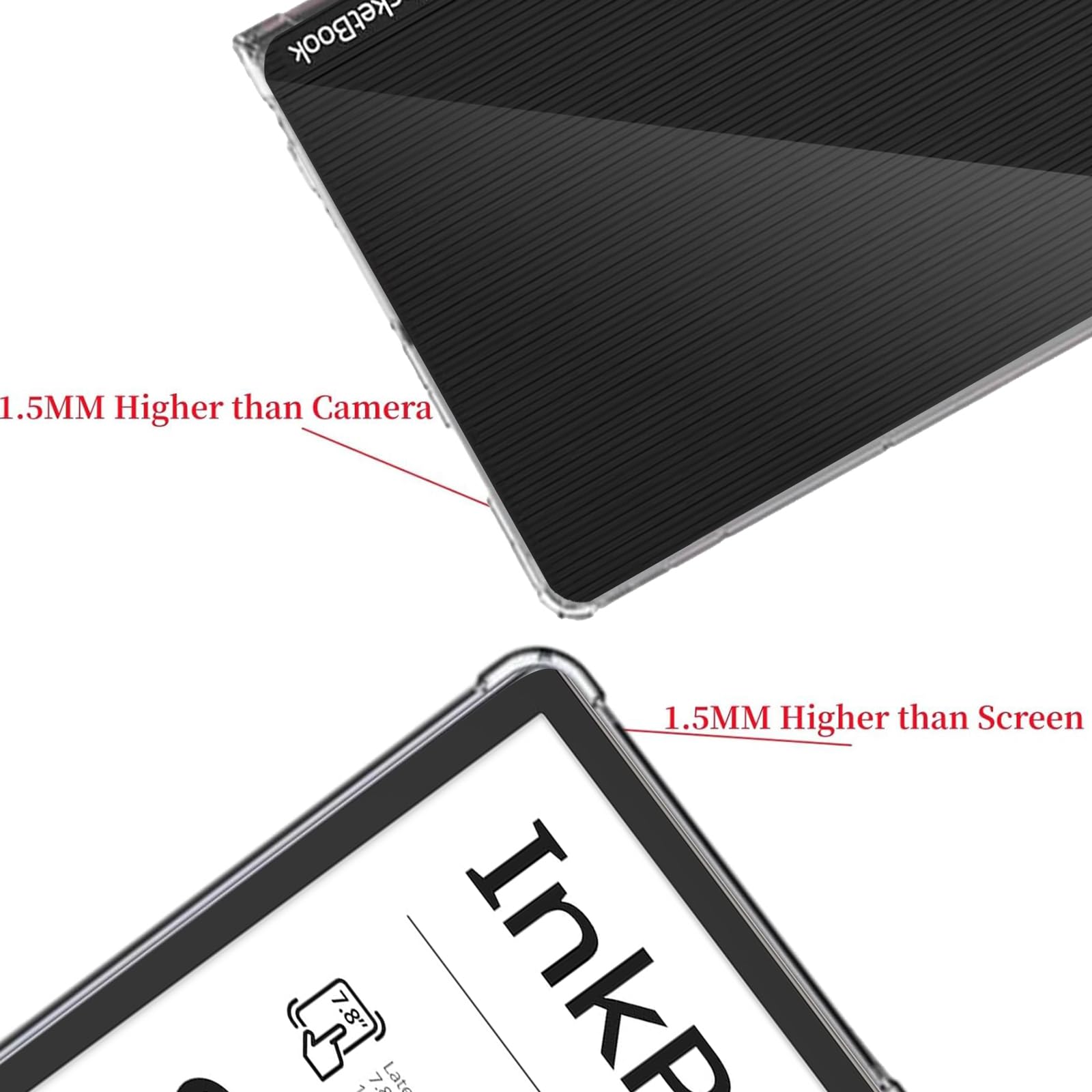 MEMELOKA Funda para Pocketbook InkPad 4/Color 3/Color 2 + Cristal Templado, Carcasa TPU Transparente Flexible Anti-arañazos con Esquinas Reforzadas, Silicona Ultrafina Anti-Choques Funda — view 5