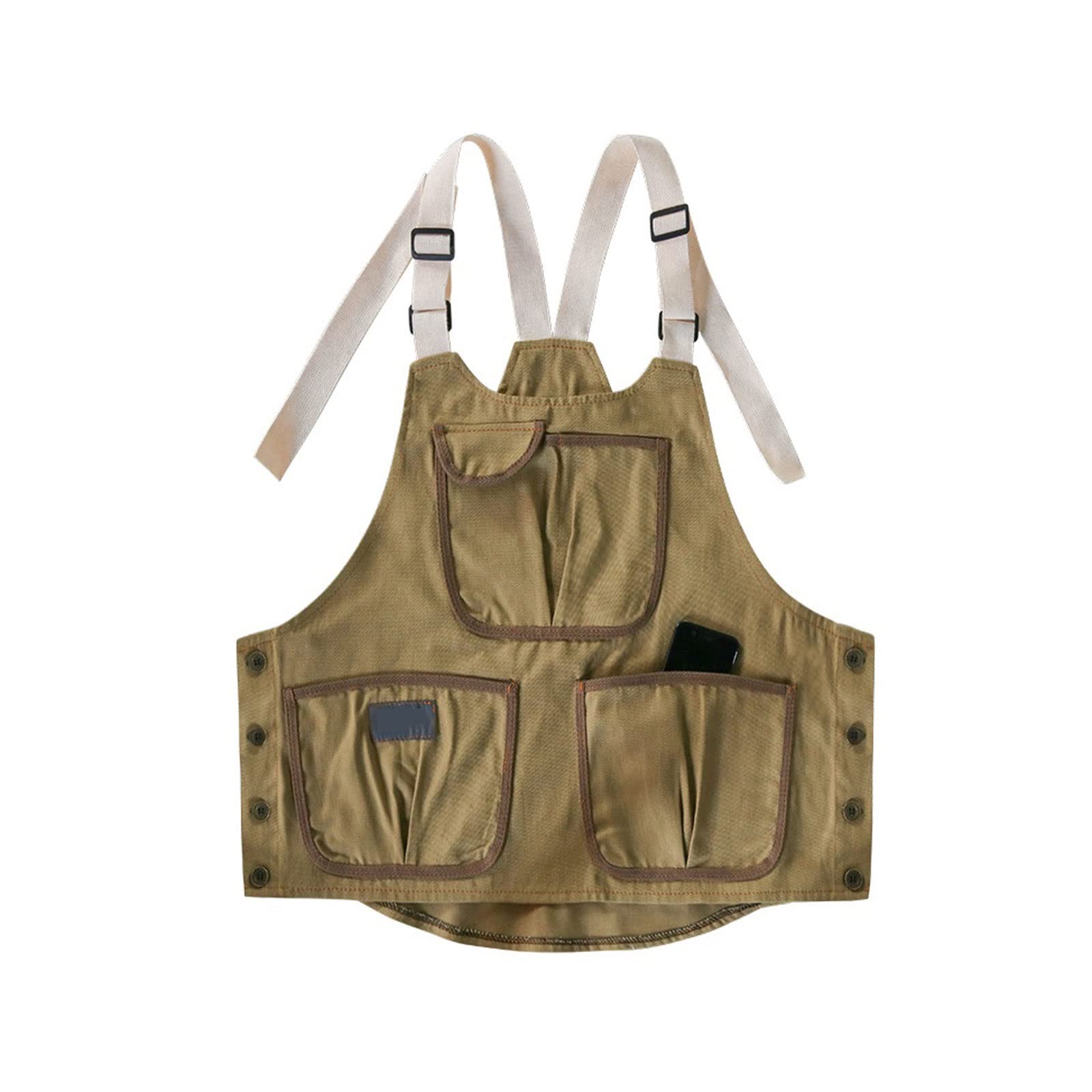 Delantal con leche, tienda de té, barista, peluquería, manicura, trabajo, hombre y mujer, talla única (caqui), caqui, Talla única