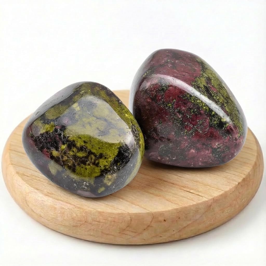 Super Large Polished Dragon Blood Jasper Healing Crystal Stones - 2 Pcs of 1.2" Worry Stone, Pocket Palm Gemstones Handpicked Natural Tumbled Rocks for Meditation, Reiki,...