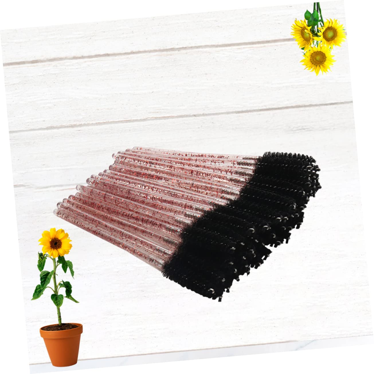 OSOLADY 100pcs Disposable Eyelash Mascara Crystal Rod Brush Soft Eyelash Applicator Black Portable Size for Beauty Salons Home Use