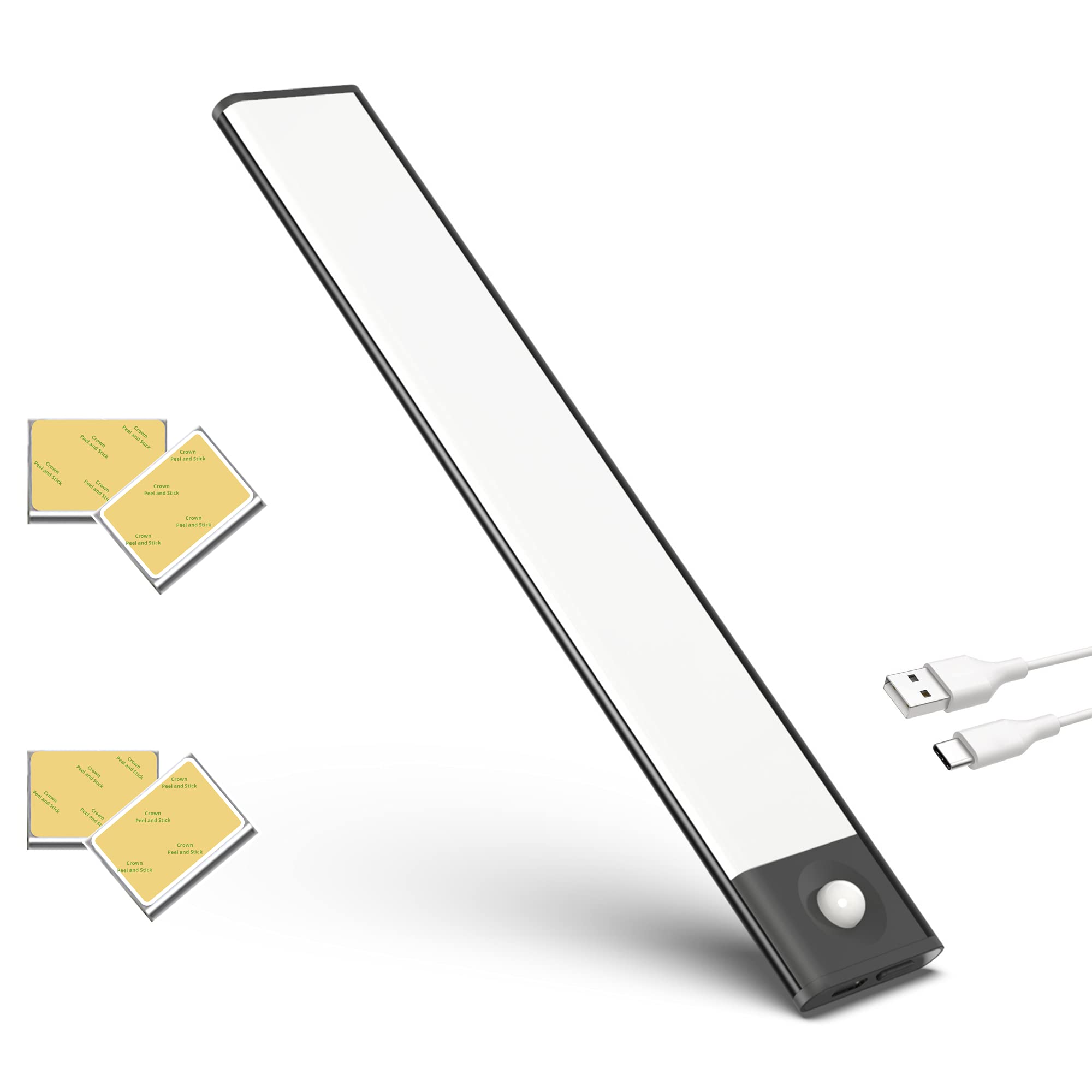 Luz LED magnética inteligente inalámbrica regulable de 15.7 pulgadas, 72 LED, ultrafina, 3.5 vatios, 2200 mAh USB-C recargable rápida y portátil