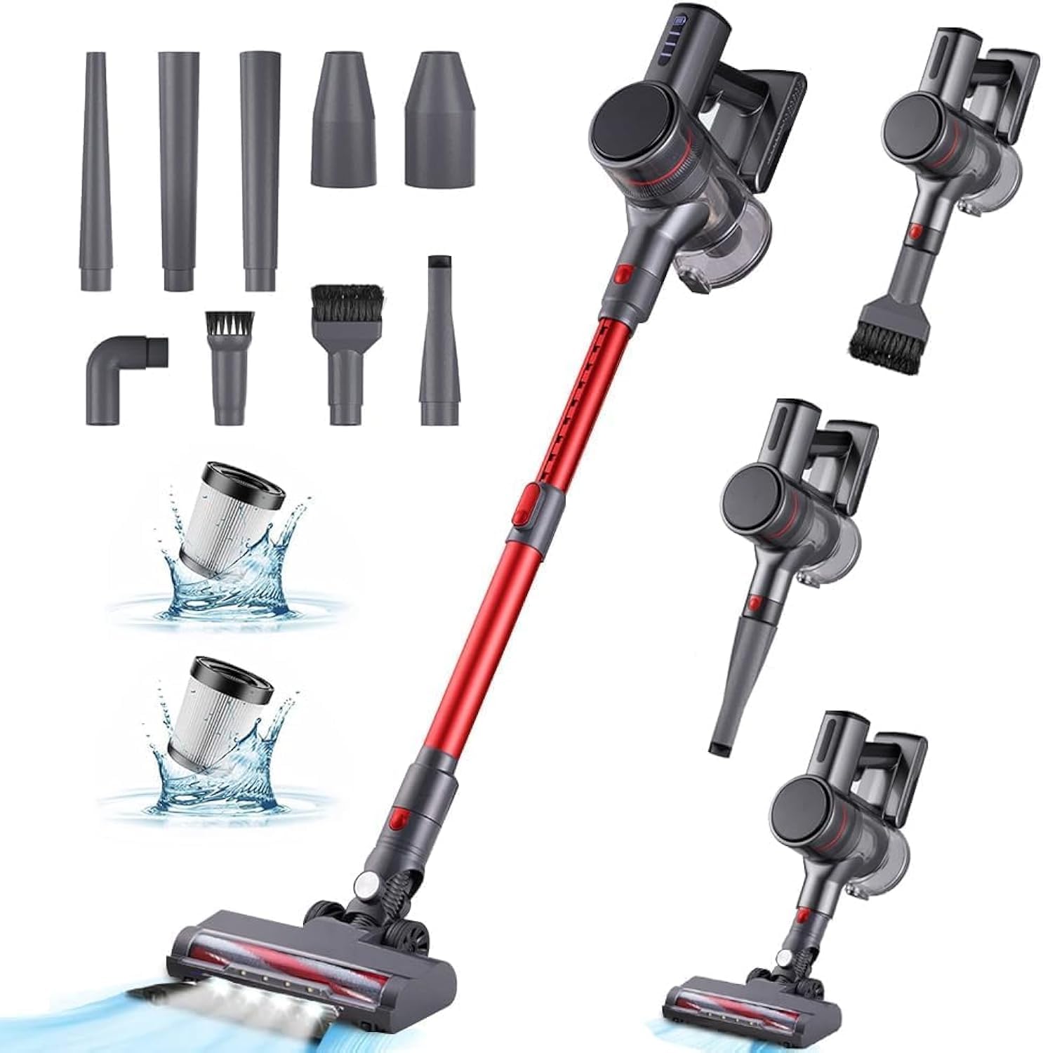 BEAPHIE 25 Kpa Cordless Handheld Vacuum Cleaner, Electric Brooms 8 in 1 lightweight Stick Vacuum Cleaner, with storage bracket and Powerful Suction Brushless Motor, for Pet Hair Carpet Hard Floor