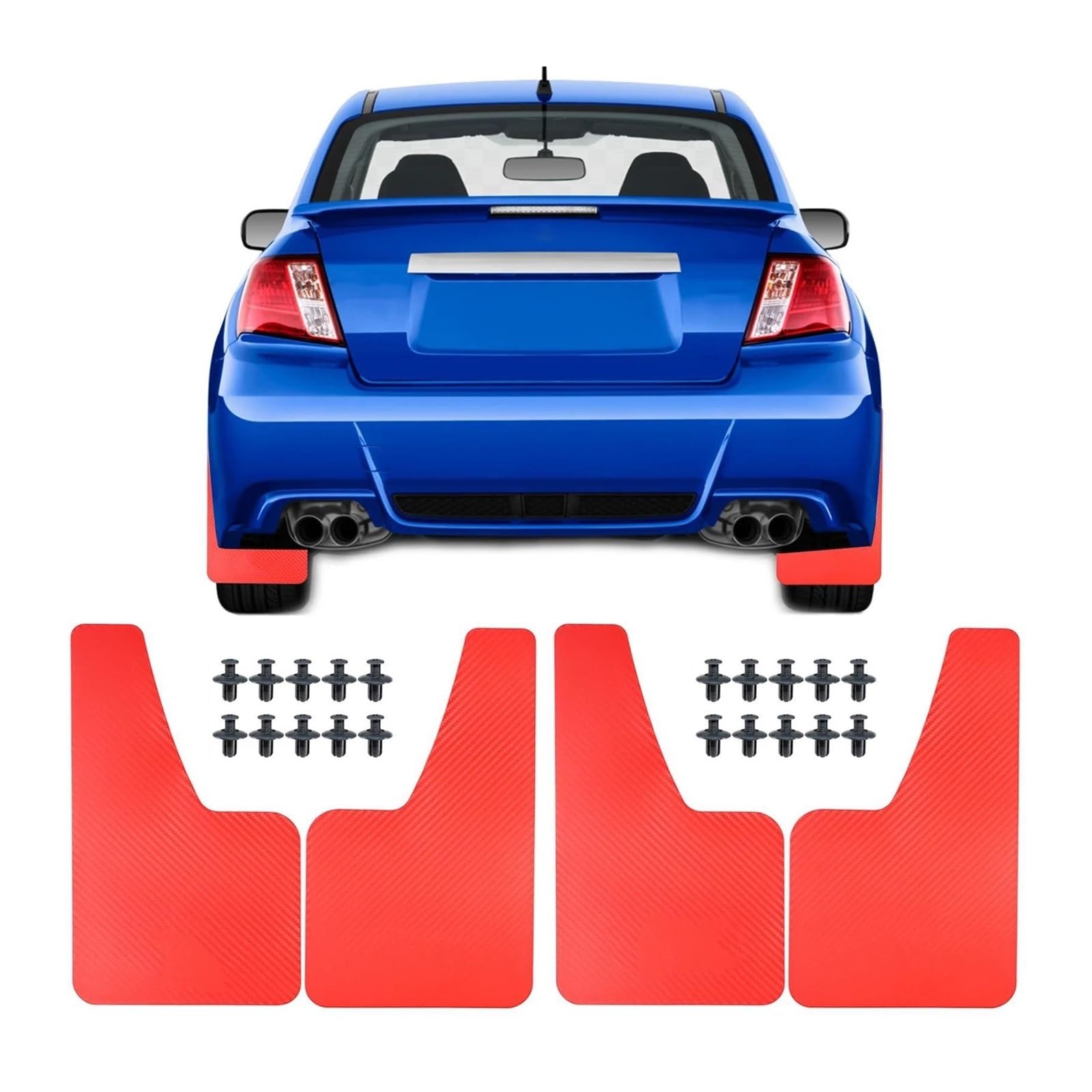 Osłony przeciwbłotne Zestaw samochodowy Auto RED Effect Chlapacze Chlapacze Formowane błotniki Pokrywa błotnika Przód Tył Akcesoria osłona koła(4pcs)