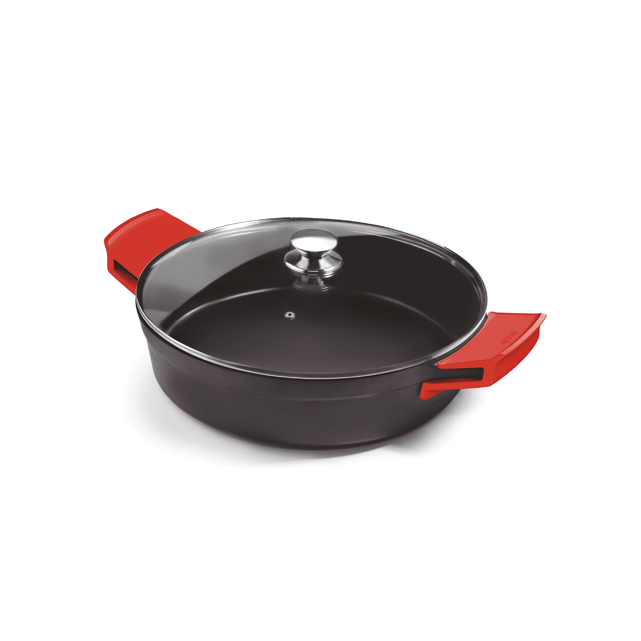 IBILI Excellent Titanio Cast Aluminium Stew Pot, Glass Lid and Silicone Grips, 24 cm, Non-Stick, Suitable for Induction Hobs