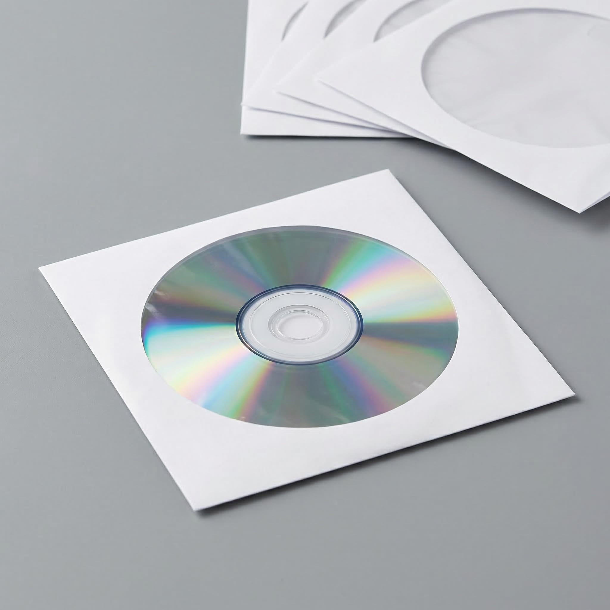 Fasmov CD-/DVD-Hüllen aus weißem Papier mit transparentem Fenster und Klappe, 1.000 Stück