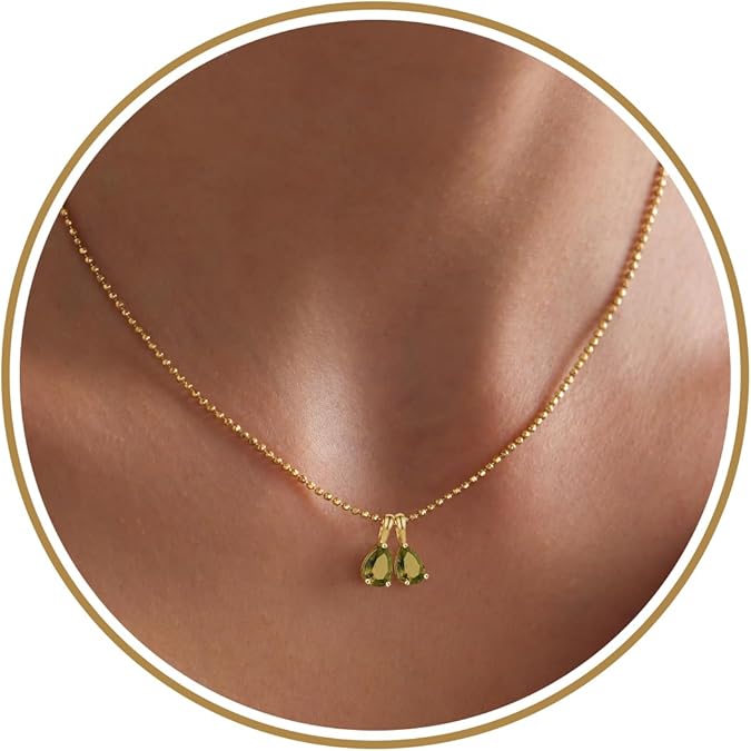 Birthstone Necklace for Women Dainty Gold Necklace with 2 Birthstone Christmas Stocking Stuffers Teen Girl Gifts Trendy Stuff Birthday Gift Moms 2025 Graduation Gift Adjustable Anniversary Jewelry for Daughter Girlfriend Friend