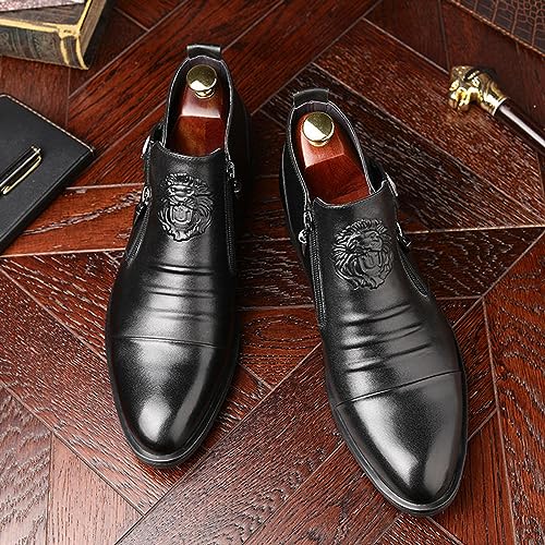 ByErz Mens Chelsea Boots, Stylish And Comfort Leather Chukka Ankle Boots with Zipper4