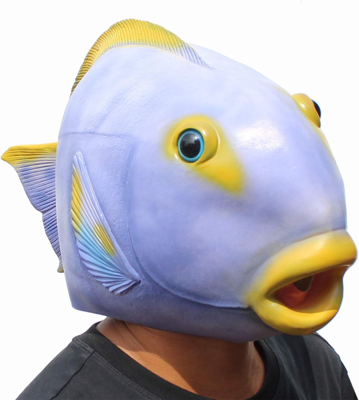 CreepyParty Deluxe Halloween Costume Party Latex Animal Head Mask Tropical Fish Purple