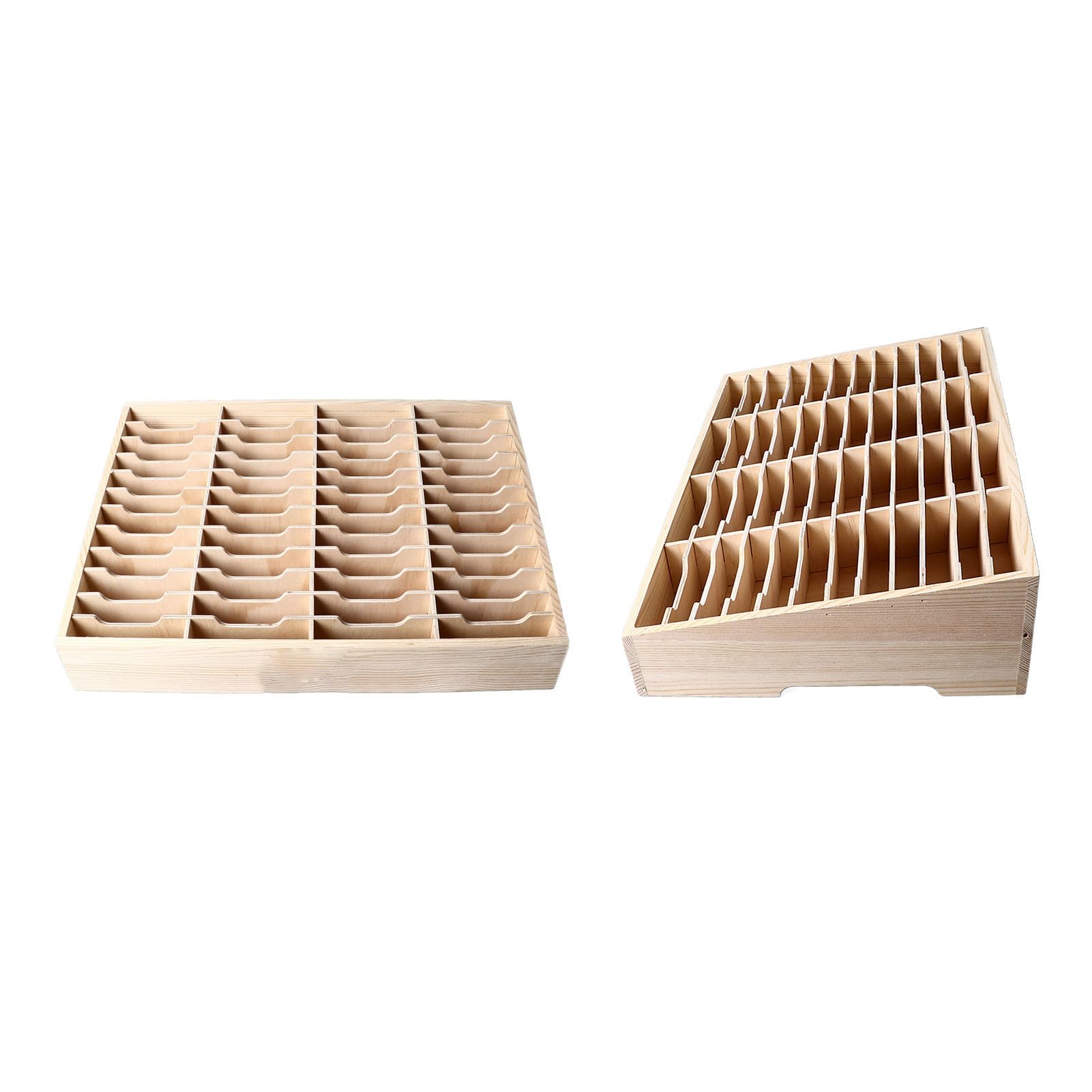 Scatola Porta Cellulare Organizer in Legno di Grande capacità 48 Scomparti per Casa, Ufficio, Classe, Legno di Pino Premium