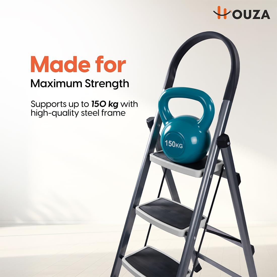 HOUZA Steel Ladder - 6 Steps, Foldable & Secure -2